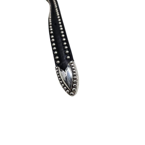 Vintage 90s Justin 36 Black Leather Studded Western Boho Belt Whimsygoth Goth main image 4